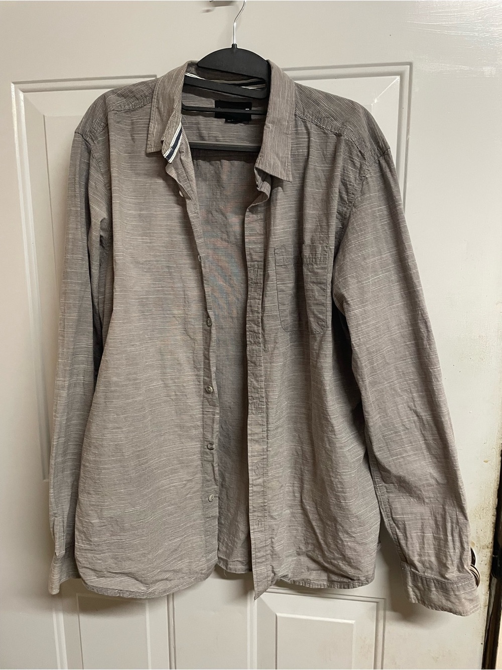 Casual Lightweight Button-Up Shirt in Light Gray L Mens